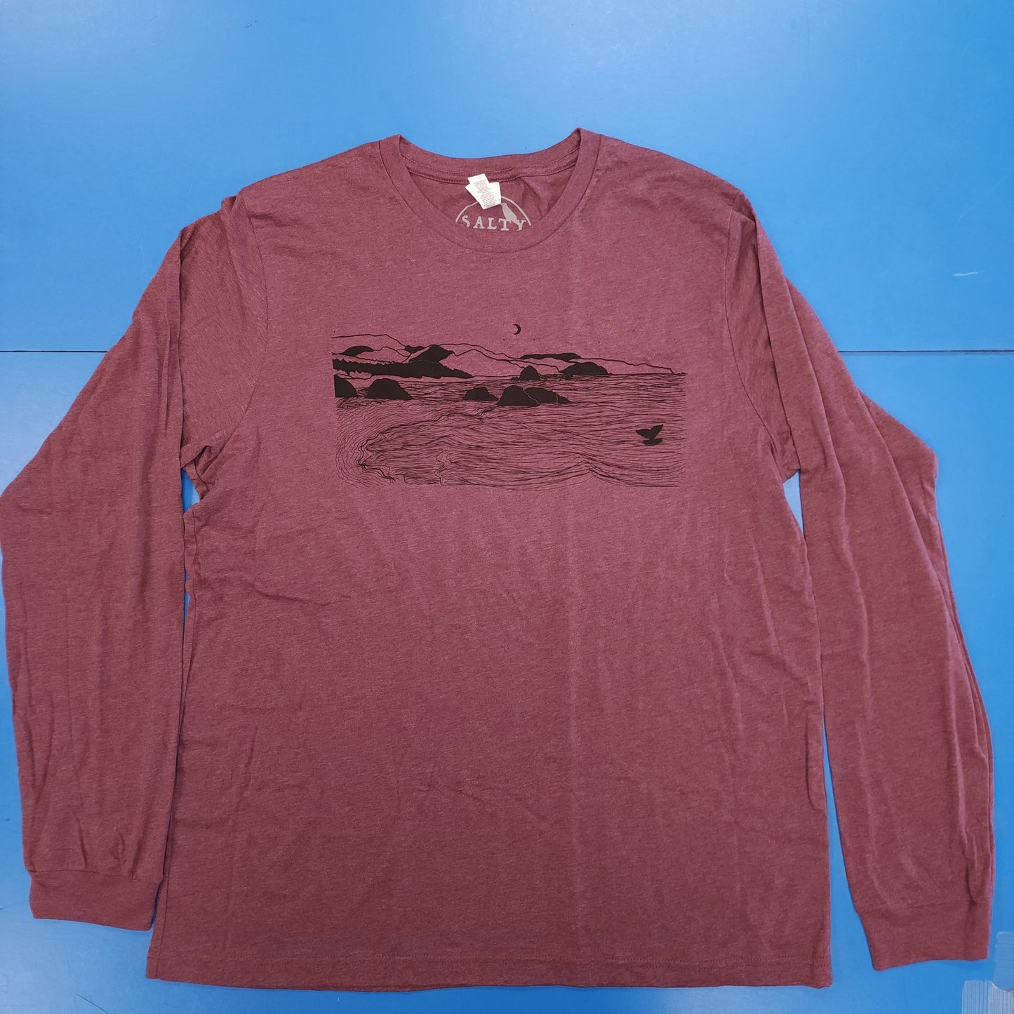 Blemished - Whale's Tail Unisex Long Sleeved T-Shirt - Heather Maroon