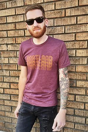 Portland Retro Fade T-Shirt - Unisex Heather Maroon