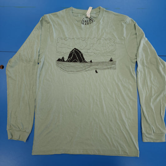 Blemished - Haystack Humpback Unisex Long Sleeved T-Shirt - Heather Dusty Blue