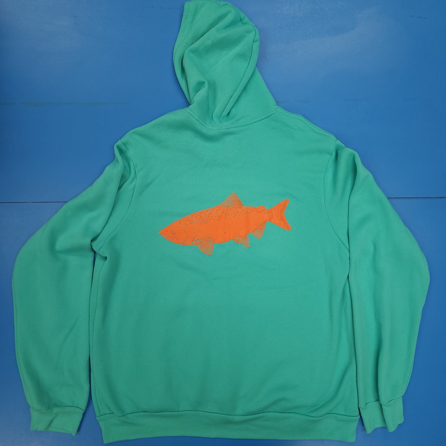 Blemished - Salmon Fish Zip-Up Hoodie Teal