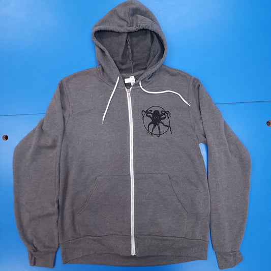 Blemished - Octopus Kraken Zip-Up Hoodie - Dark Heather