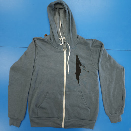 Blemished - Whale's Tail Zip-Up Hoodie - Heather Slate