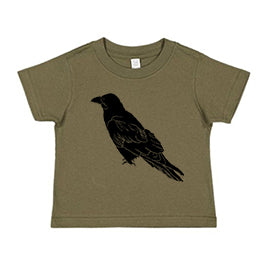 Perched Raven T-Shirt  - Toddler Military Green