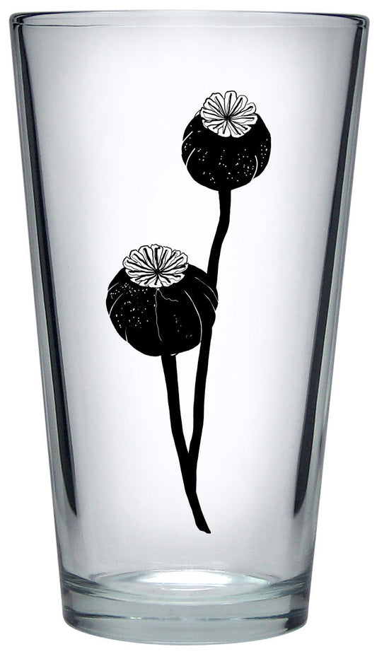 Black Poppy Pod Pint Glasses - Botanical Series