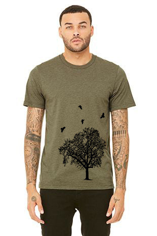 Crow Swarm T-Shirt - Unisex Heather Olive