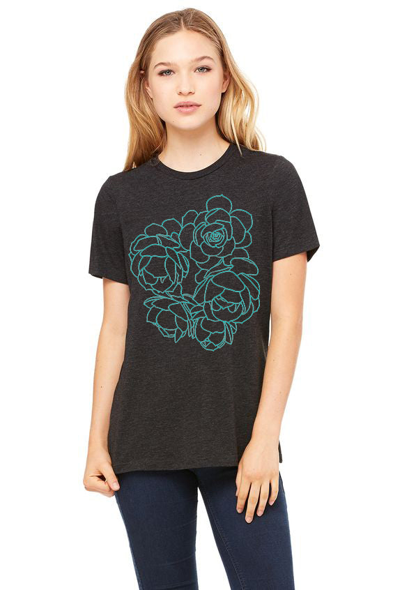 Succulent Bouquet T-Shirt - Women's Charcoal Black Tri-Blend