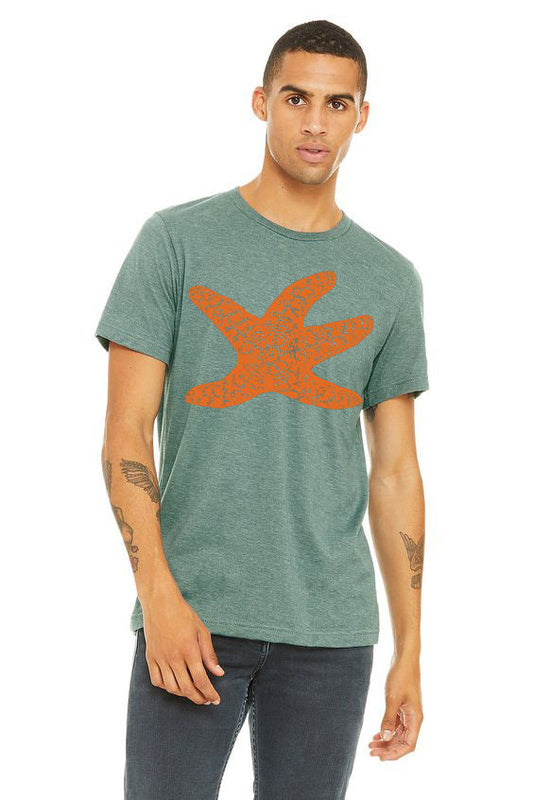Sea Star Starfish T-Shirt - Unisex Heather Dusty Blue