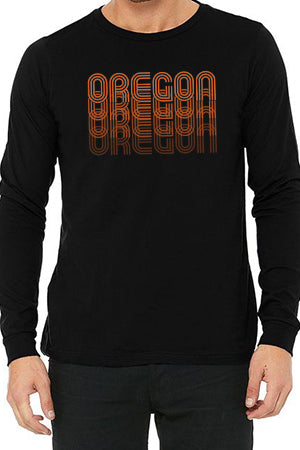 Oregon Fade T-Shirt - Long Sleeve Unisex Black