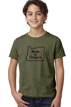 Made In Oregon T-Shirt - Youth Military Green